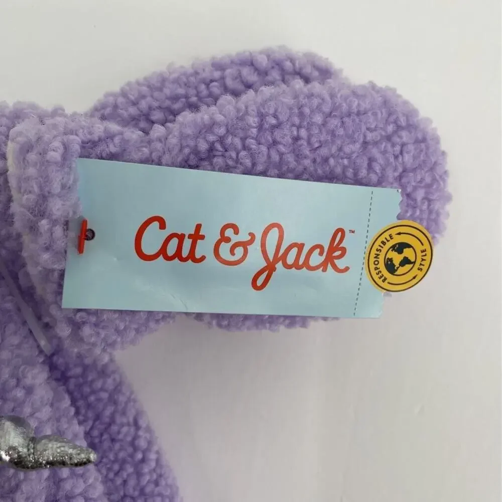 Cat & Jack Girls Baby Unicorn Beanie Purple Fleece Ear Flaps 6-12 Months New
